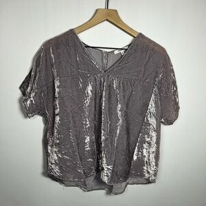 Madewell Shirt Women Size XXS Lilac Purple Velvet Dolman Short Sleeve Blouse